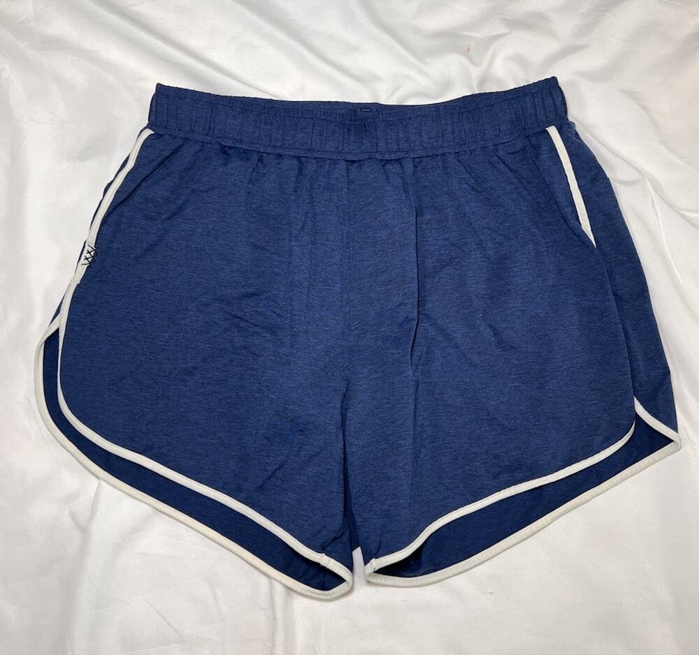 Rhone Women’s Running Shorts Size S Blue White Trim Lined Athletic Workout Run